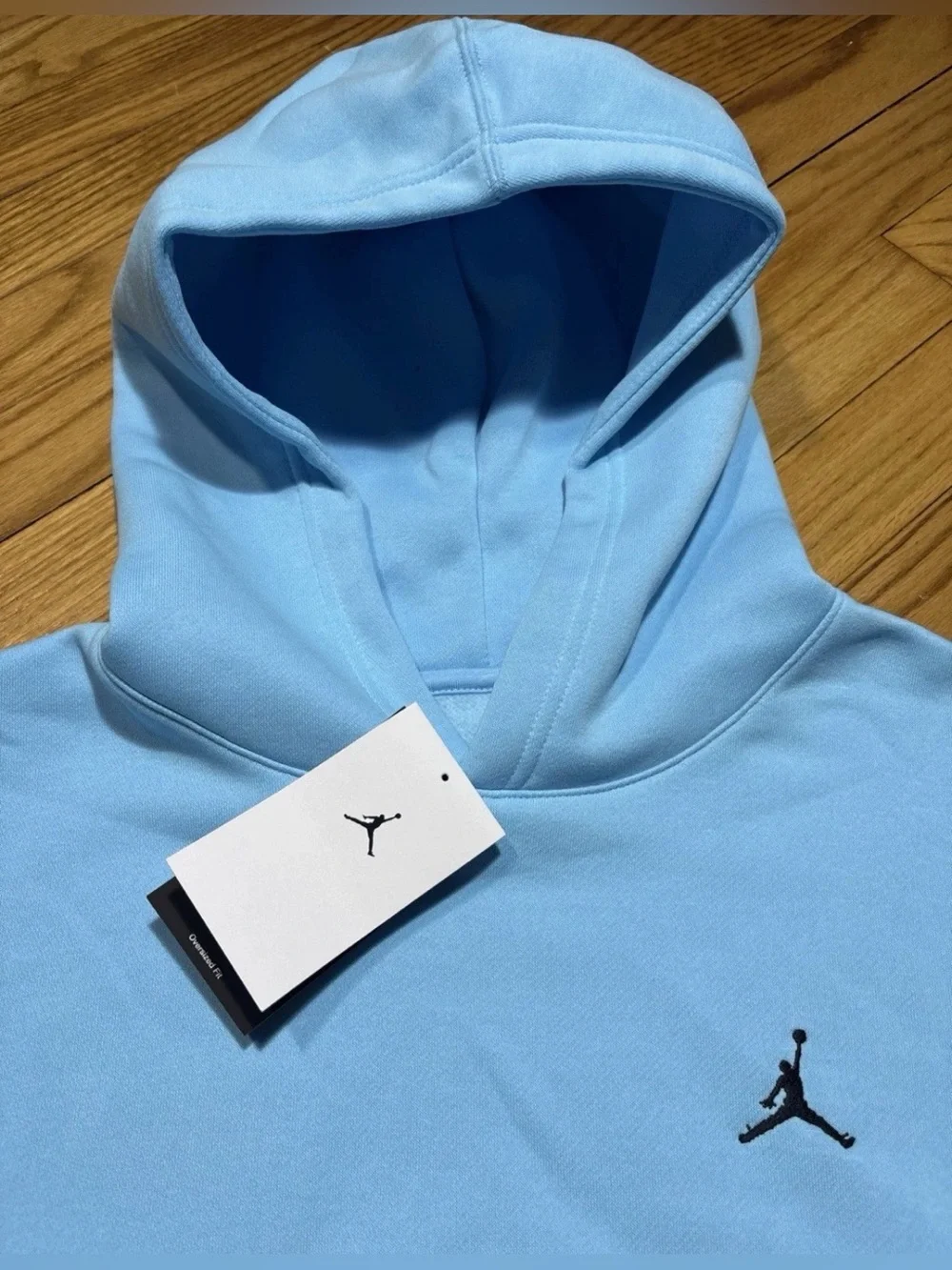 Nike Jordan Brooklyn Oversize Sky Blue Hoodie Logo Men’s sz M NEW!